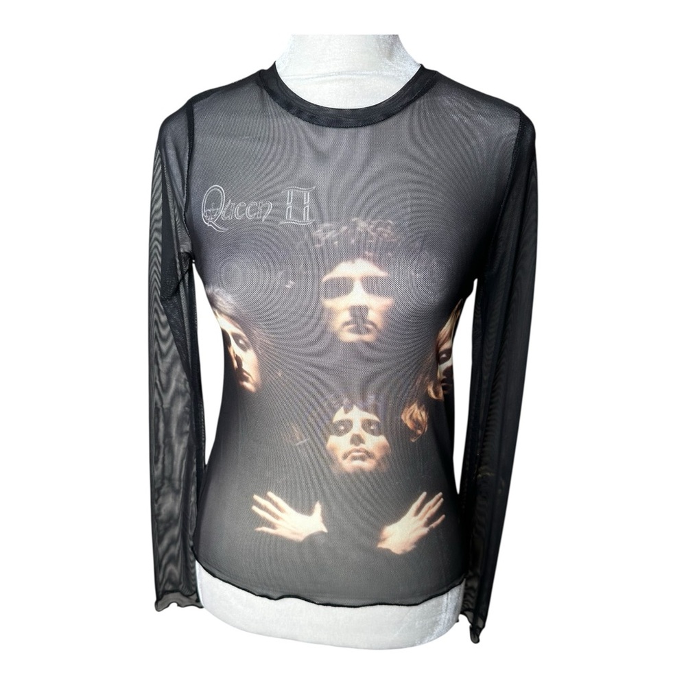 Rock Off Queen Bohemian Rhapsody Sheer Mesh Top Size Small Graphic Print New